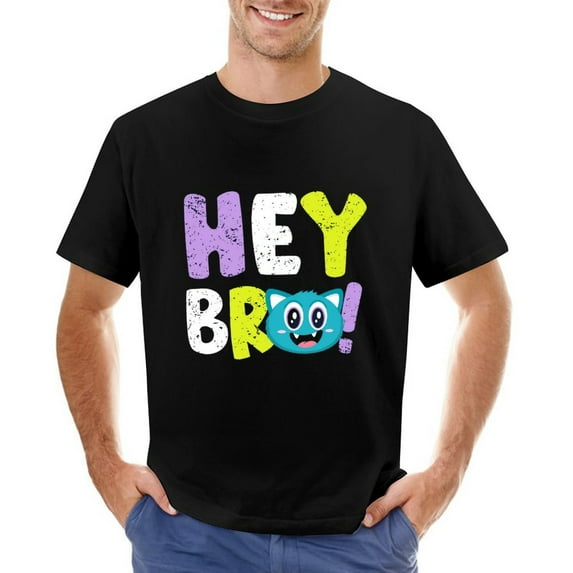 Hey Bro Men’s Graphic T-shirt Vintage Short Sleeve Sport Tee Black 3XL