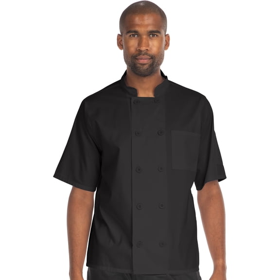 Hey Chef Unisex 10-Button Short Sleeve Chef Coat with Mesh Back
