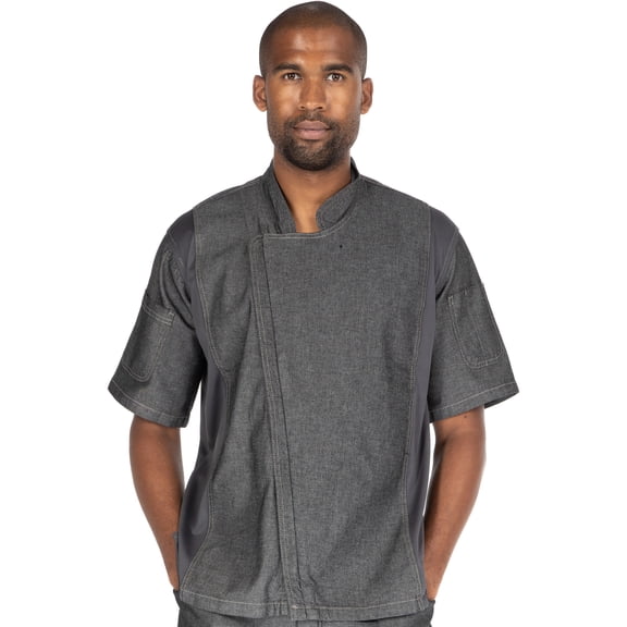 Hey Chef Unisex Denim Zipper Closure Top with Short Sleeves