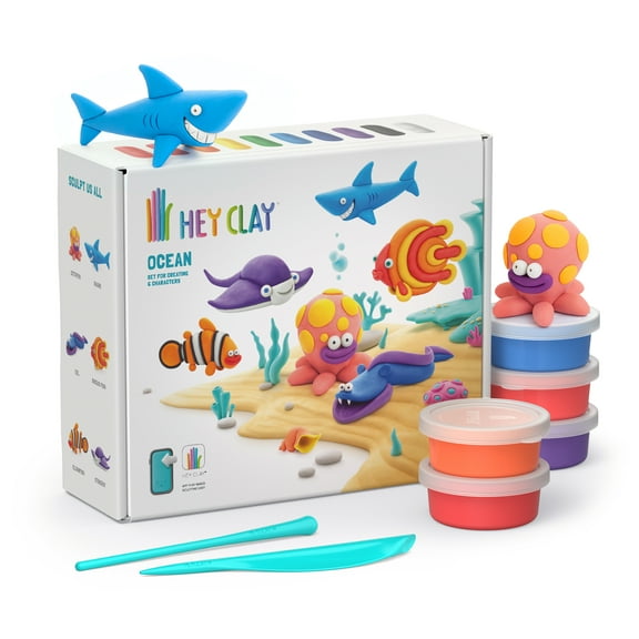 Hey Clay Ocean Creatures, Air Dry Clay Kit with Interactive App for Kids & Tweens