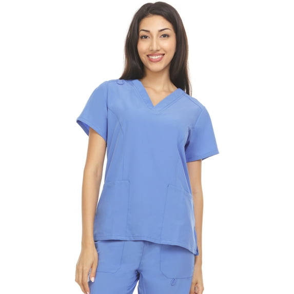 Hey Collection Scrubs 4-Way Stretch V-Neck Medical Scrub Top with Princess Seam, Ceil, S