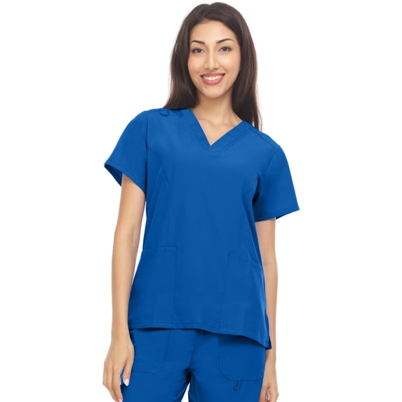 Hey Collection Scrubs 4-Way Stretch V-Neck Medical Scrub Top with Princess Seam, Royal, S