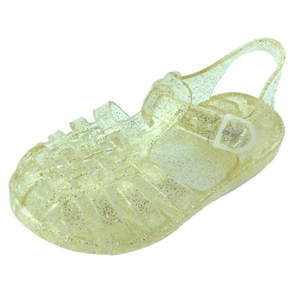 Hey Collection Toddler Kids Jelly Water Shoe Sandal Flats with Buckle, Available in Six Colors