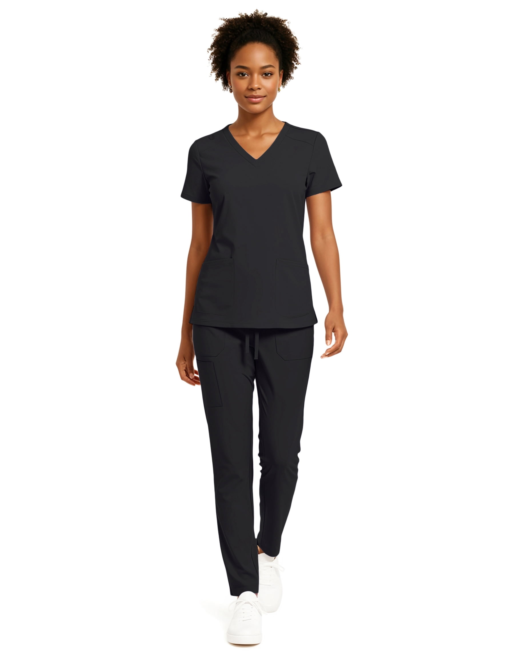 Hey Collection Women’s 5-Pocket Anti-Wrinkle Medical Scrub Set – V-Neck Top & Straight Leg Pants, Comfortable Flexible Nursing Uniforms
