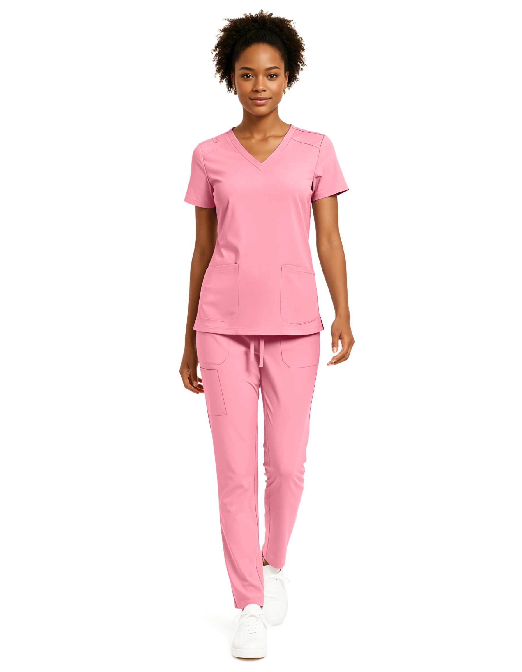 Hey Collection Women’s 5-Pocket Anti-Wrinkle Medical Scrub Set – V-Neck Top & Straight Leg Pants, Comfortable Flexible Nursing Uniforms