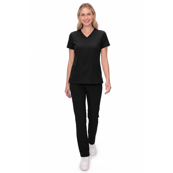 Hey Collection Scrubs Women’s 5-Pocket Full Nurse Scrub Set – V-Neck Top & Straight Leg Pants, Comfortable Flexible Medical Uniforms Set