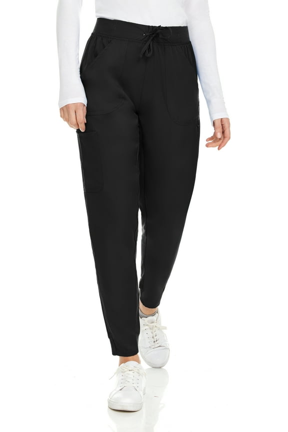 Womens Knit Stretch Scrub Joggers Scrubs Pants, Black, Medium
