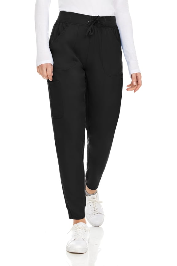 Womens Knit Stretch Scrub Joggers Scrubs Pants, Black, Small