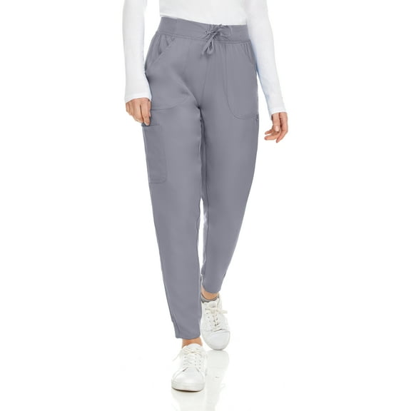 Hey Collection Womens Knit Stretch Scrub Joggers Scrubs Pants, Grey, Small