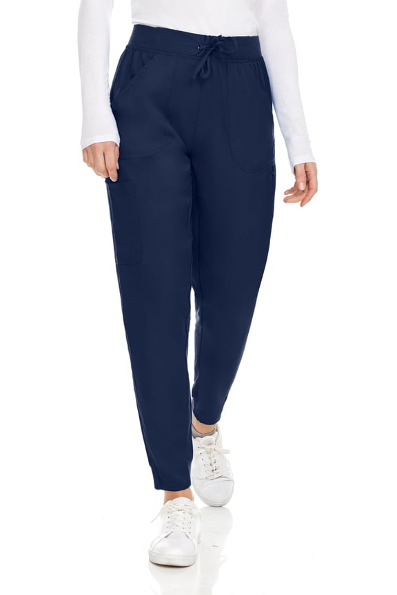 Womens Knit Stretch Scrub Joggers Scrubs Pants, Navy, Small