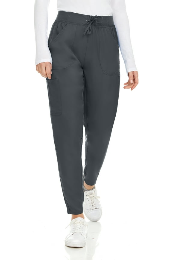 Womens Knit Stretch Scrub Joggers Scrubs Pants, Pewter, Small