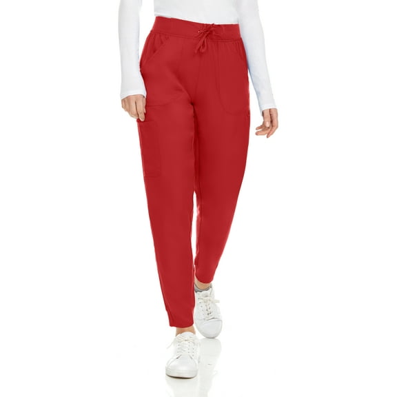 Hey Collection Womens Knit Stretch Scrub Joggers Scrubs Pants, Red, XL