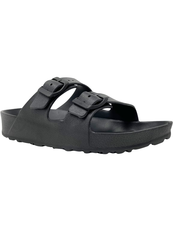 Womens Lightweight Slides Double Strap EVA Comfort Casual Slides Sandal with Adjustable Buckle