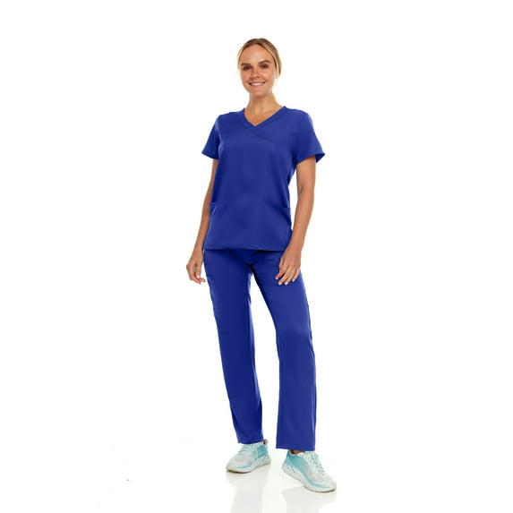 Hey Collection Womens Stretch Colorful Cargo Mock Neck Scrubs Set, Medical Nursing Tops with Four Pocket Scrubs Straight Leg Pants