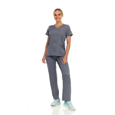 Hey Collection Womens Stretch Colorful Cargo Mock Neck Scrubs Set, Medical Nursing Tops with Four Pocket Scrubs Straight Leg Pants