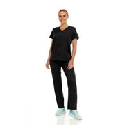 Hey Collection Womens Stretch Colorful Cargo Mock Neck Scrubs Set, Medical Nursing Tops with Four Pocket Scrubs Straight Leg Pants