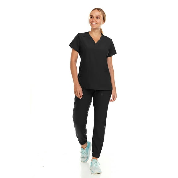 Hey Collection Womens Stretch Colorful V-Neck Jogger Scrubs Set, Medical Nursing Tops with Four Pocket Scrubs Jogger Pants