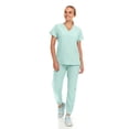 thumbnail image 1 of Hey Collection Womens Stretch Colorful V-Neck Jogger Scrubs Set, Medical Nursing Tops with Four Pocket Scrubs Jogger Pants, 1 of 5
