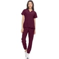 thumbnail image 1 of Hey Collection Womens Stretch Colorful V-Neck Jogger Scrubs Set, Medical Nursing Tops with Four Pocket Scrubs Jogger Pants, 1 of 4