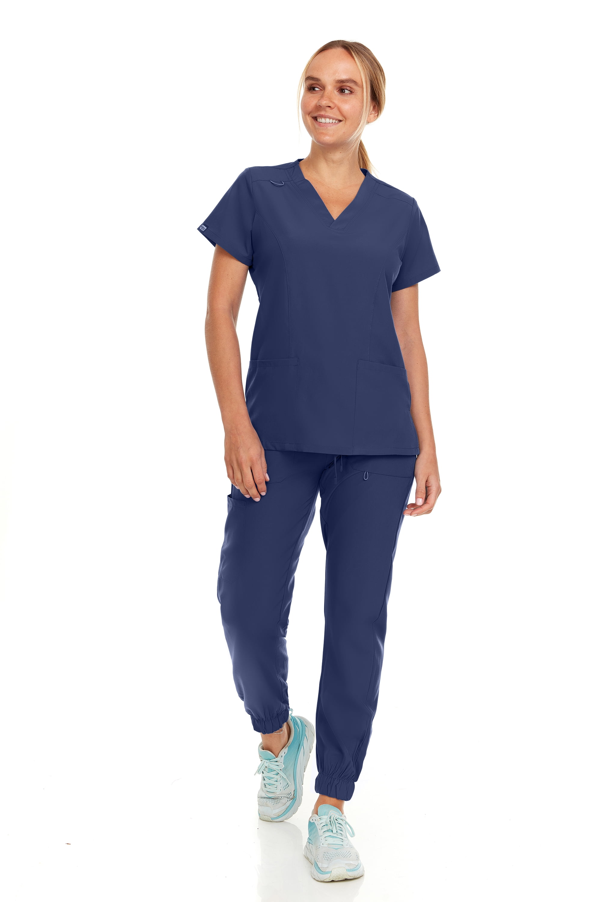 Hey Collection Womens Stretch Colorful VNeck Jogger Scrubs Set