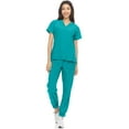 thumbnail image 1 of Hey Collection Womens Stretch Colorful V-Neck Jogger Scrubs Set, Medical Nursing Tops with Four Pocket Scrubs Jogger Pants, 1 of 4