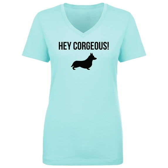 Hey Corgeous! Womens V-Neck T-Shirt