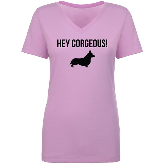 Hey Corgeous! Womens V-Neck T-Shirt