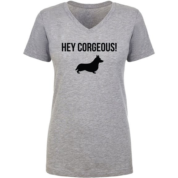 Hey Corgeous! Womens V-Neck T-Shirt