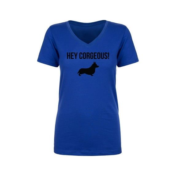Hey Corgeous! Womens V-Neck T-Shirt