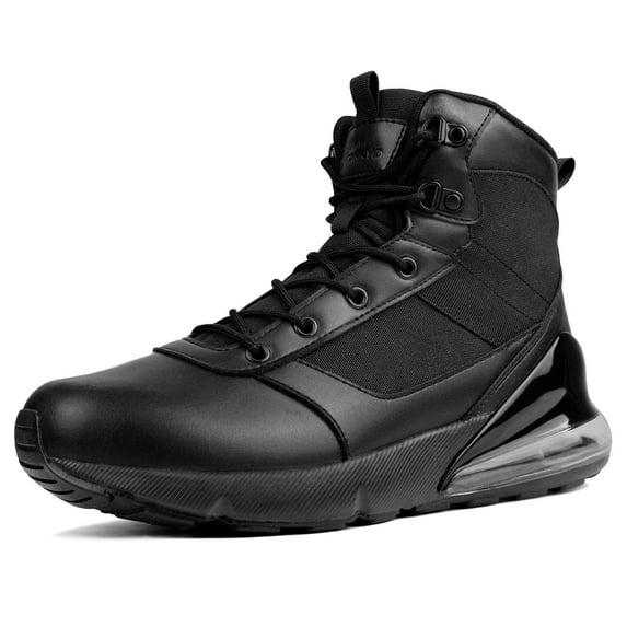 Men's & Women's Wide Waterproof Tactical Work Boots with Side Zipper - 6 inch, Black, Size 13