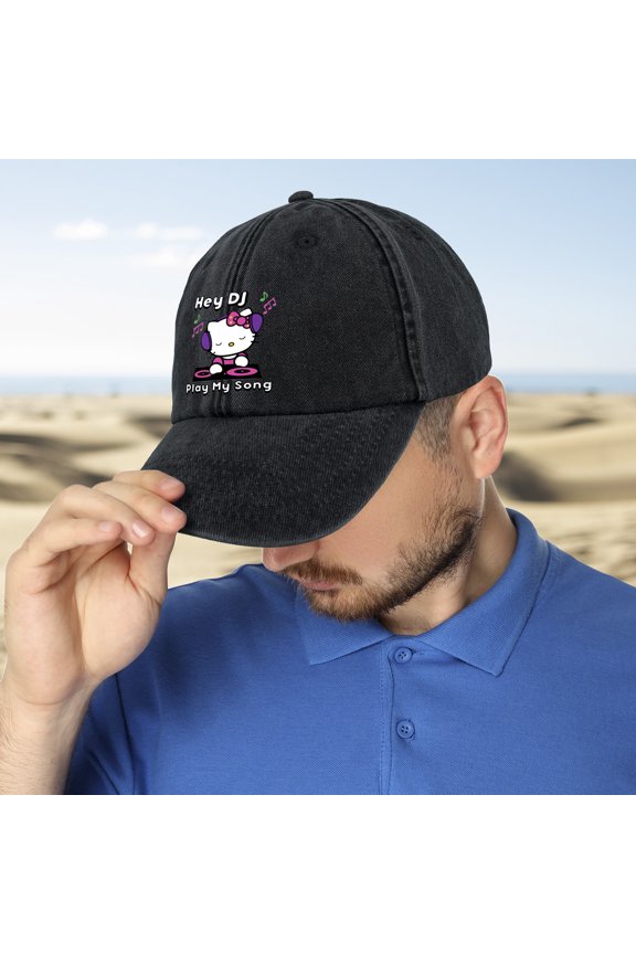 Hey DJ play my song Baseball Cap Ball Dad Hat Adjustable Plain Solid Washed Cotton Mens Womens