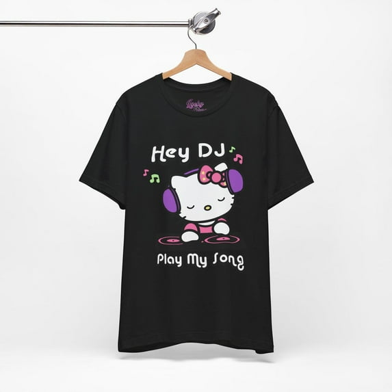 Hey DJ play my song Hello Kitty Tee - Unisex Sanrio Scene Emo Styled Vintage Shirt - 2000's Fashion