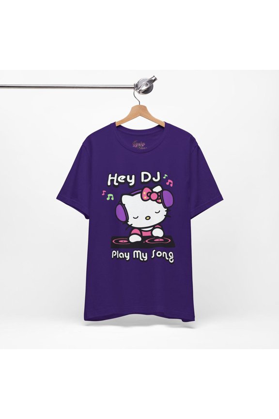 Hey DJ play my song Hello Kitty Tee ,purple Color,Size 2XL