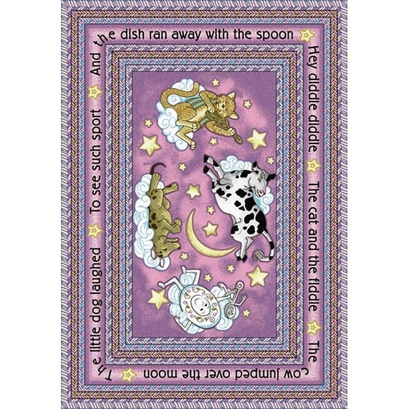 Hey Diddle Diddle Pink 7 ft.8 in. x 10 ft.9 in. WearOn Nylon Machine Tufted- Cut Pile Just for Kids Rug