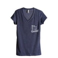 thumbnail image 1 of Hey Doodle Dog Women's Fashion Relaxed V-Neck T-Shirt Tee Heather Navy Large, 1 of 3