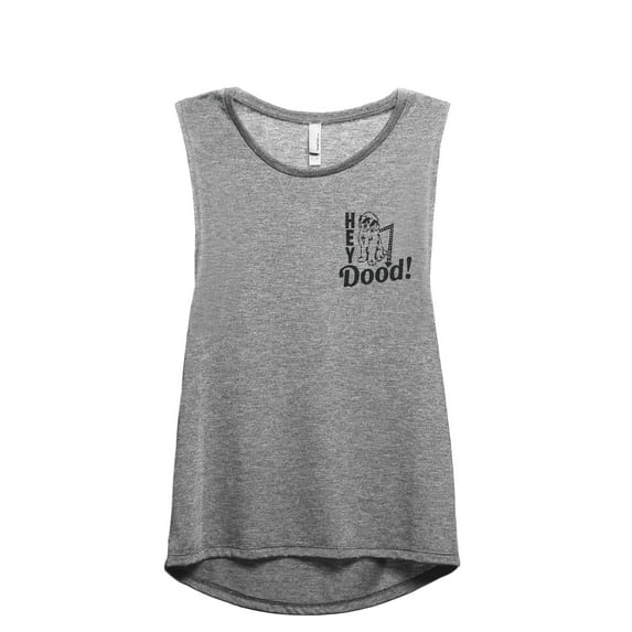 Hey Doodle Dog Women's Fashion Sleeveless Muscle Workout Yoga Tank Top Heather Grey Grey Small