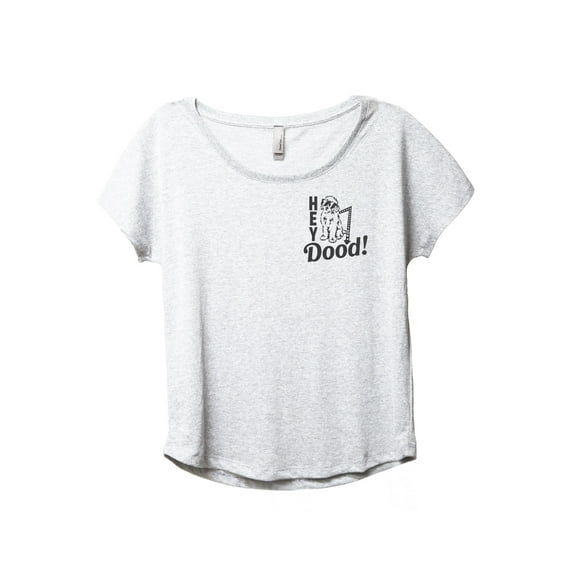 Hey Doodle Dog Women's Fashion Slouchy Dolman T-Shirt Tee Heather White 3X-Large