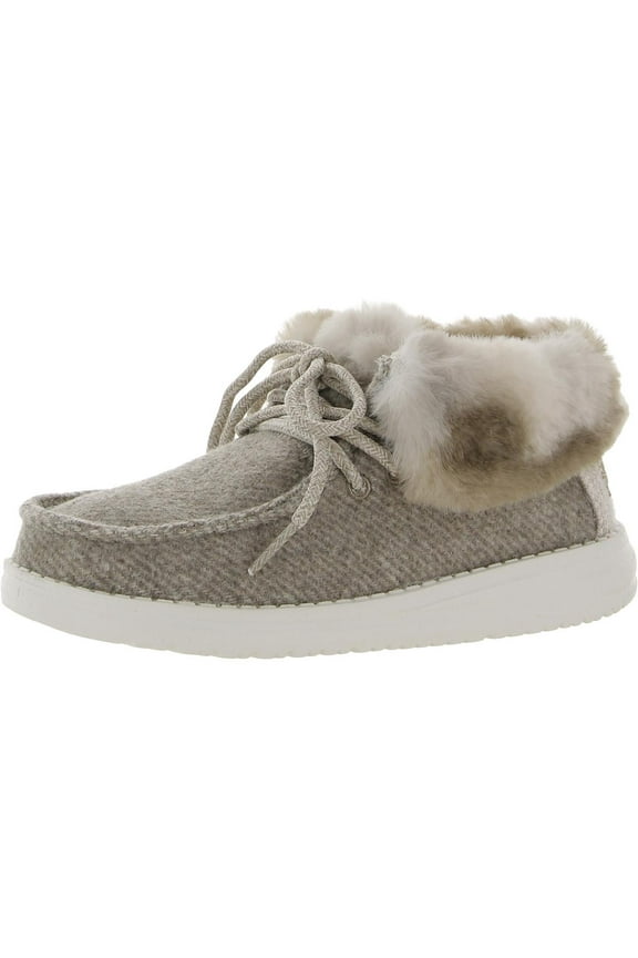 Girls Britt Flannel Faux Fur Moccasins