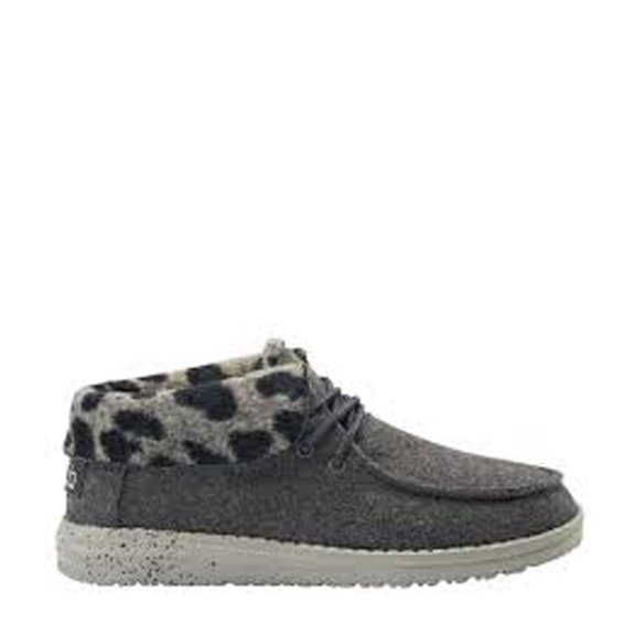 Hey Dude Women's Britt Grey Cheetah Size 11 | Womens Shoes Lace Up Boots | Comfortable & Light-Weight