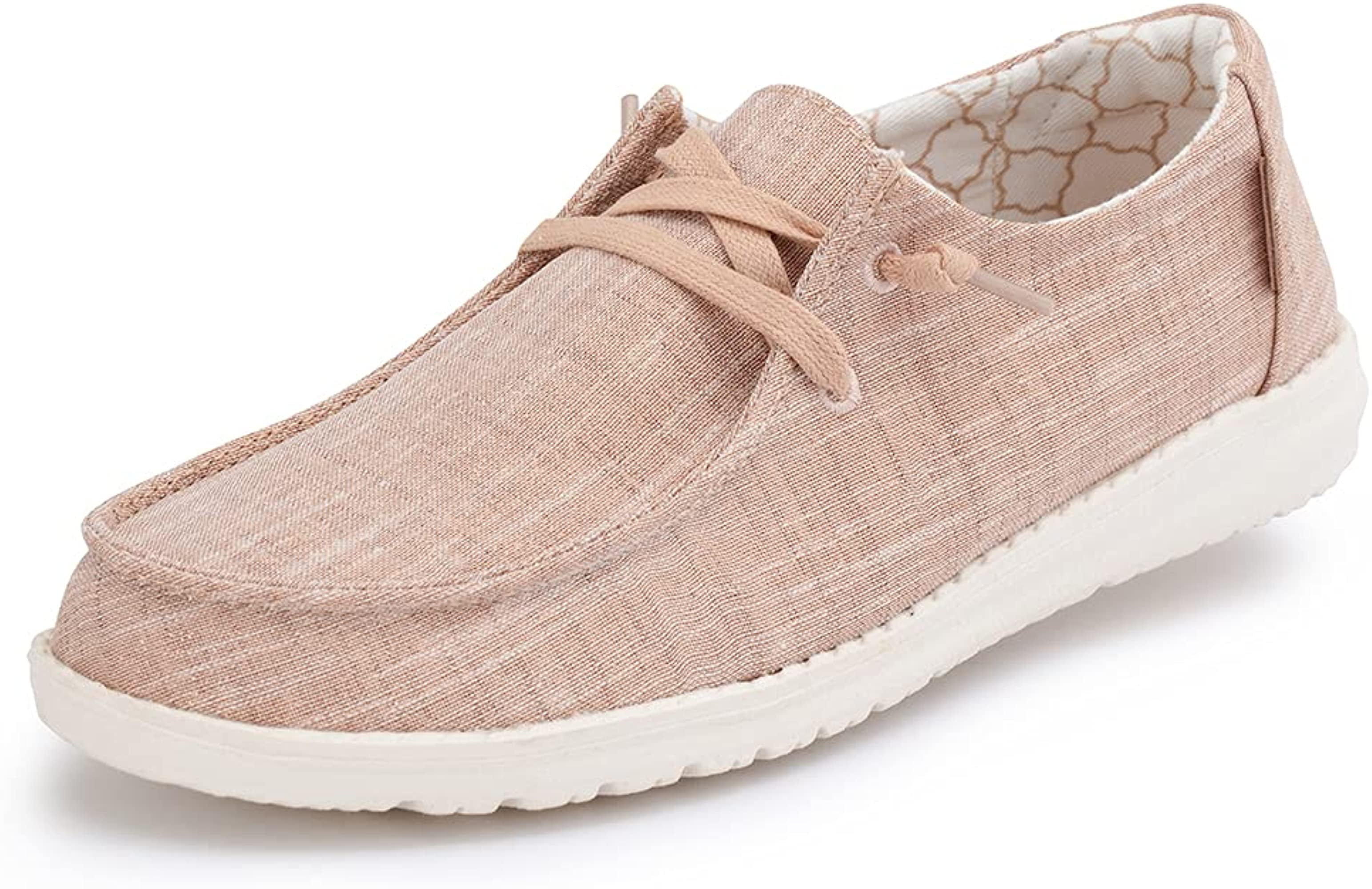 Hey Dude Womens Wendy Lace-Up Loafers Sparkling Rose Gold