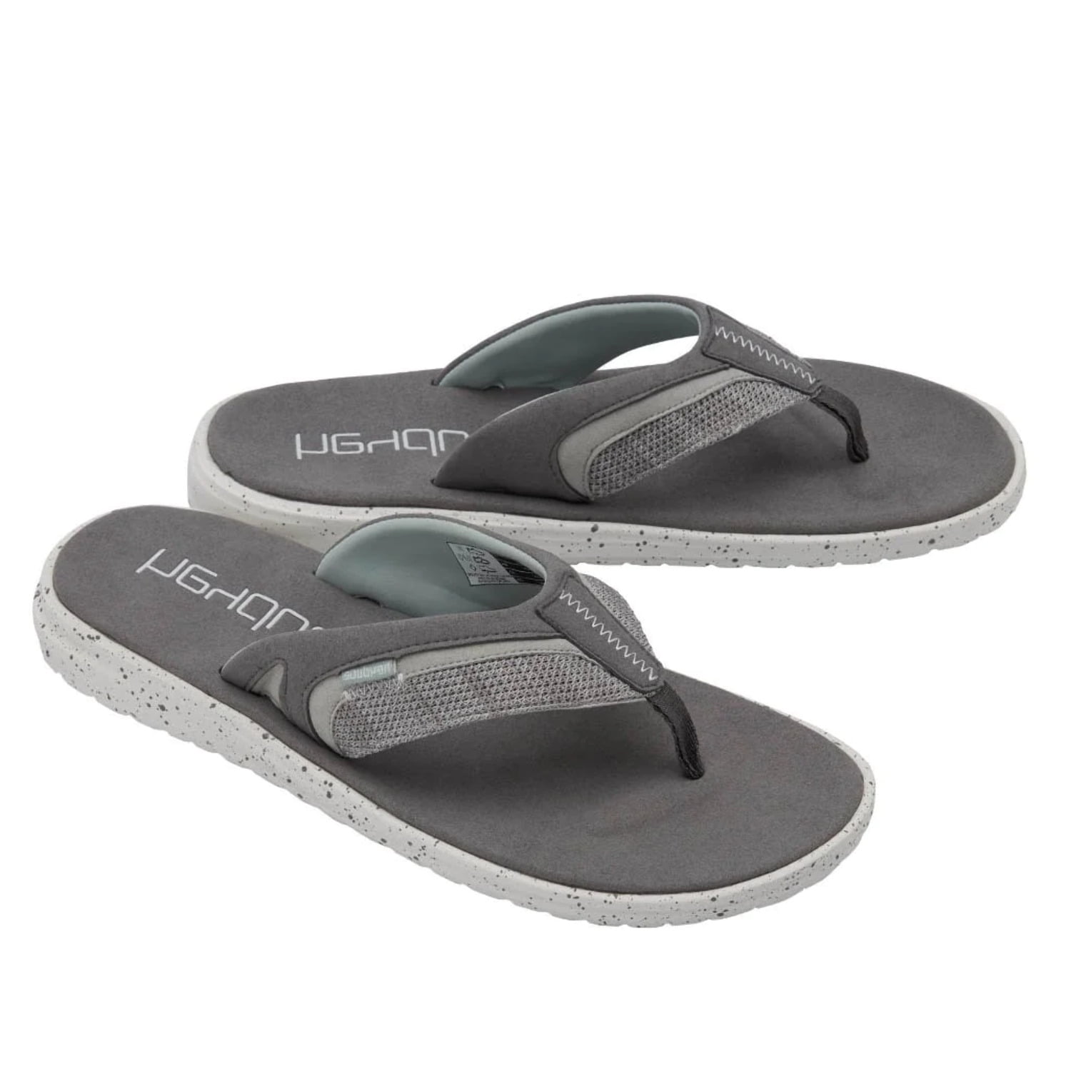 Hey Dude Men's Flinn Sox Grey Comfortable Flip Flops with Light Memory Foam Sole 112203082