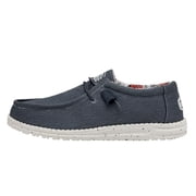 Hey Dude Mens Wally Canvas Stretch Blue Size 8 | Mens Shoes | Men Slip-on Loafers | Comfortable & Light-Weight