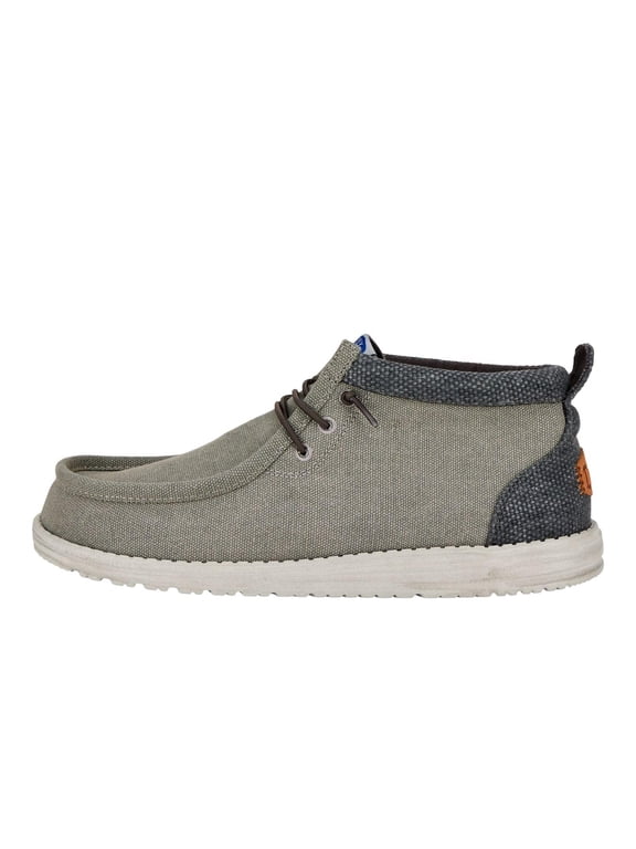 Hey Dude Men's Wally Mid Salt N Stone Grey/Black Size 10 | Men's Shoes | Men Slip-on Loafers | Comfortable & Light-Weight