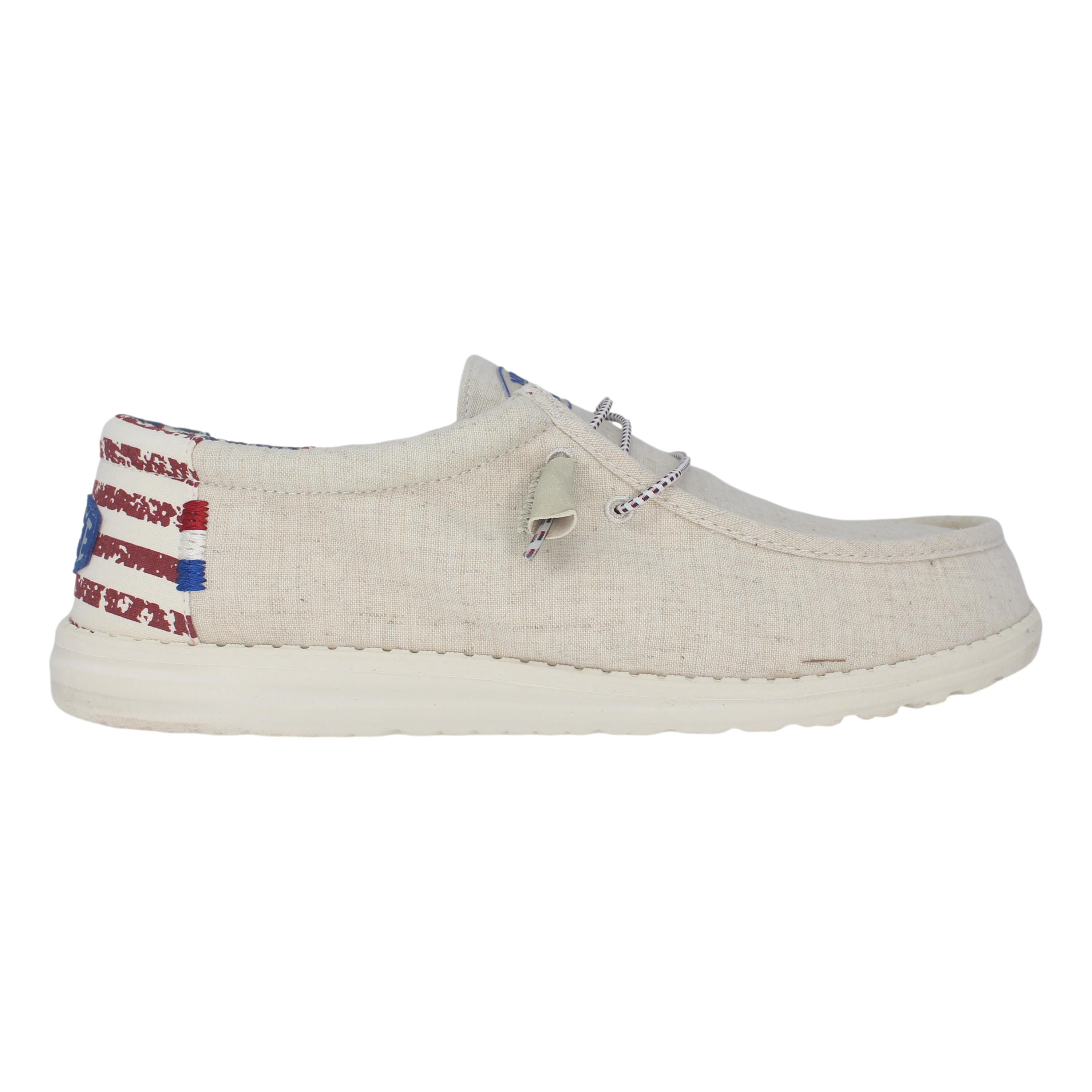 Hey Dude Men's Wally Off White Patriotic Casual Shoes 40001-1K1