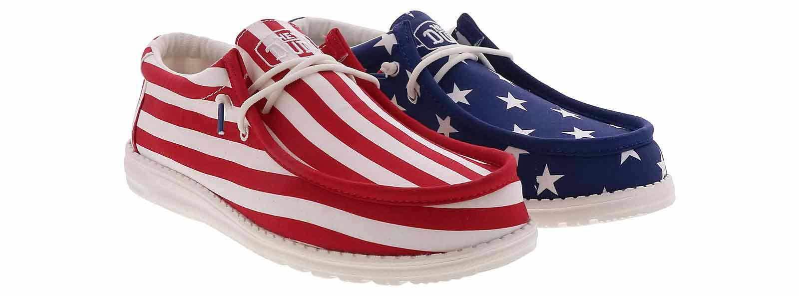 Hey Dude Wally American Flag Patriotic Theme Canvas Slip-Ons Hey Dude Wally USA Americana Patriotic Flag Comfort Slip On  main image 4