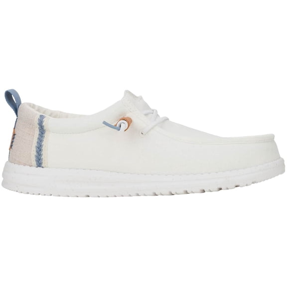 HEYDUDE Men Wally Craft Linen Slip-On Loafers White/Stone Grey, 8