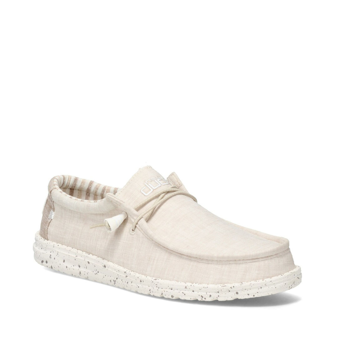 Hey Dude Mens Wally Chambray Stone Beige Size 13 Mens Shoes Men's Lace