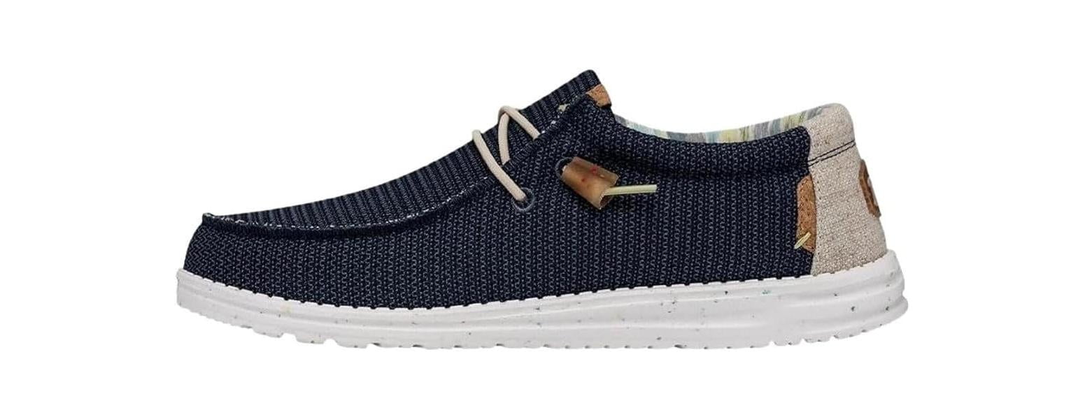 HEYDUDE Men's Wally Holiday Elf Shoes - Green/Red Slip-On Loafers, Lightweight & Comfortable, Elastic Lace Design