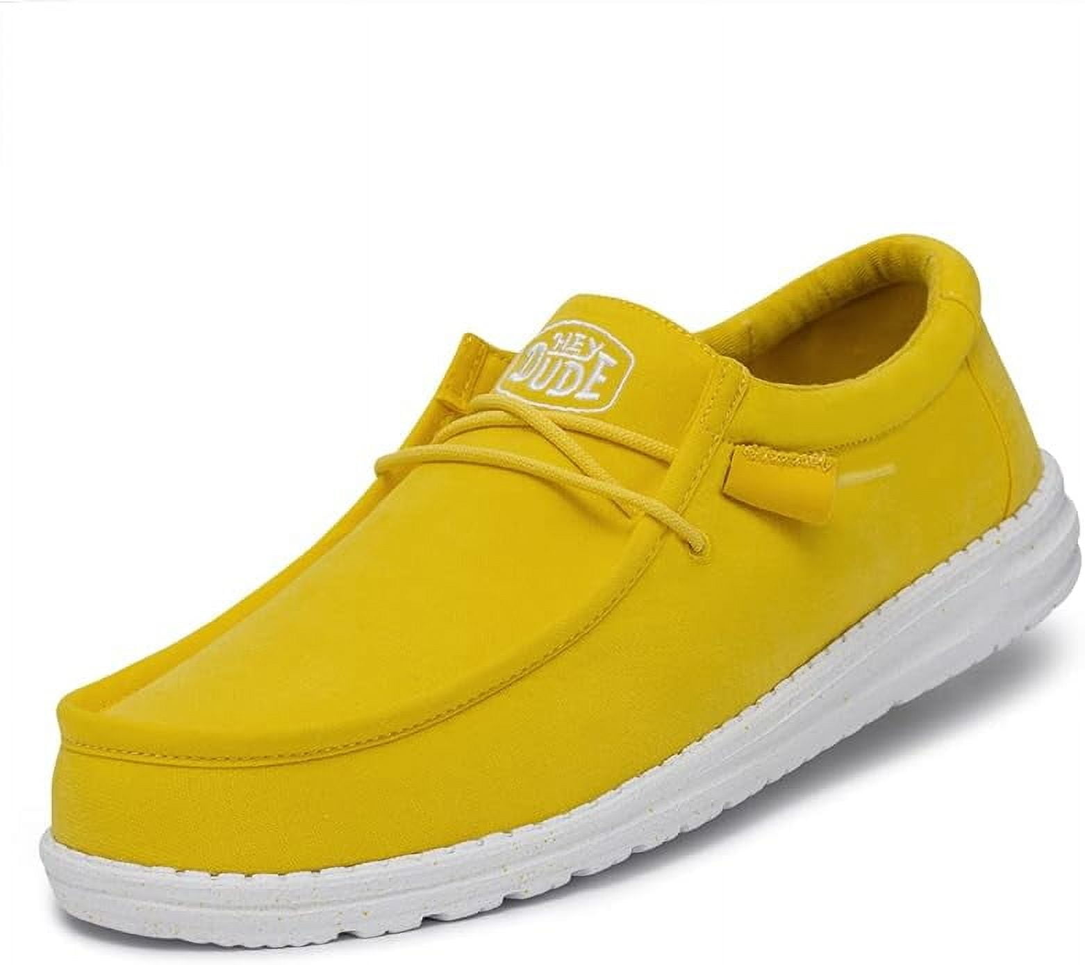 Hey Dude Mens Wally Slub Canvas Loafer - Empire Yellow - Picture 3 of 4