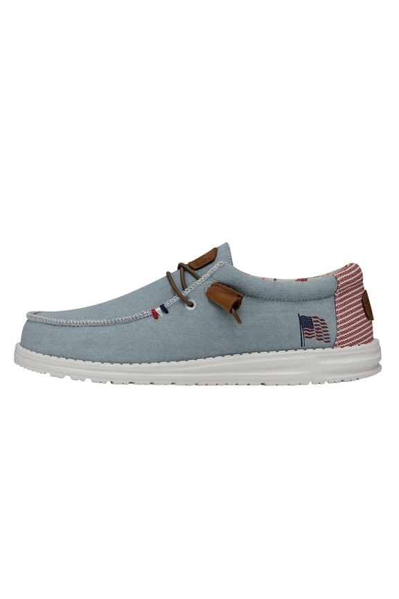 Hey Dude Wally Americana Denim Stripe Size 10 | Men’s Shoes|Men's Slip-on